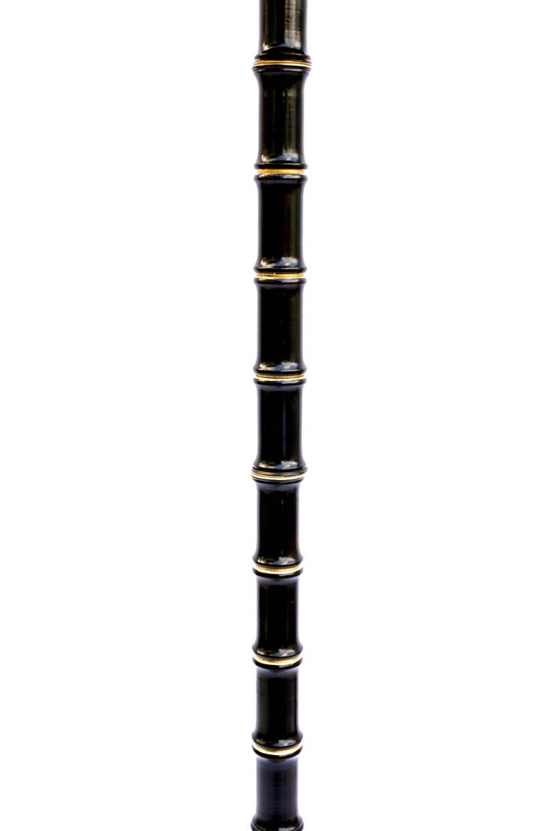|\u2022 Vintage Faux Bamboo Floor Lamp Black /& Gold Chinoiserie Chic Lighting SALE