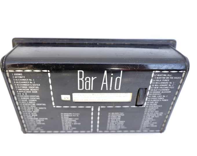 BAR AID Midcentury Metal Cocktail Recipe Rolodex Vintage Perpetual