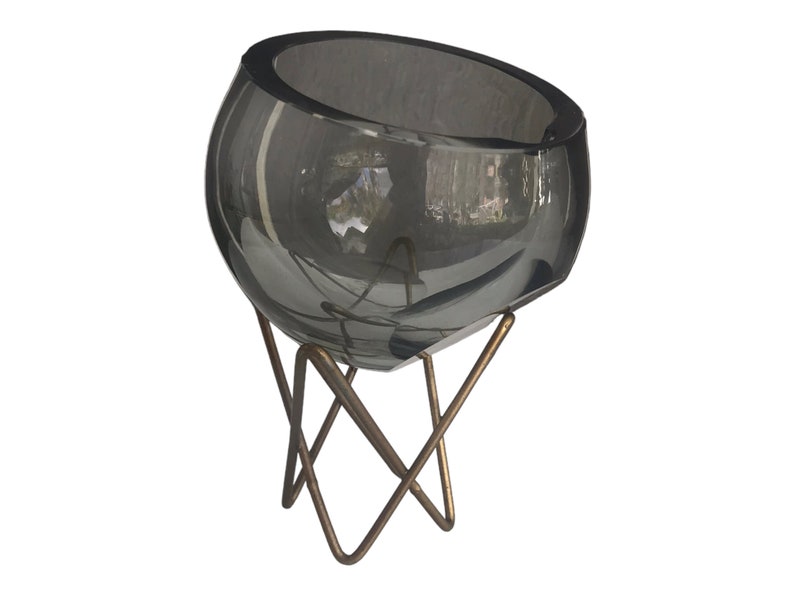 Strömbergshyttan Grey Glass Orb Ashtray Midcentury Modern Etsy