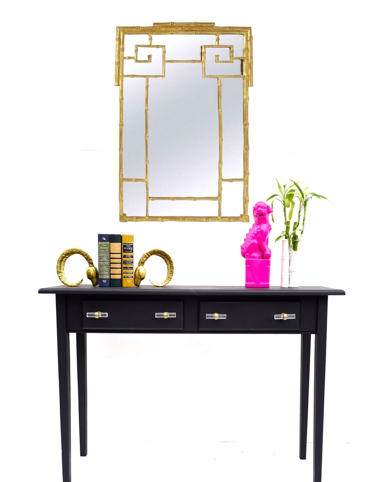Chic Matte Black Lucite Console Table Long Narrow Image 0