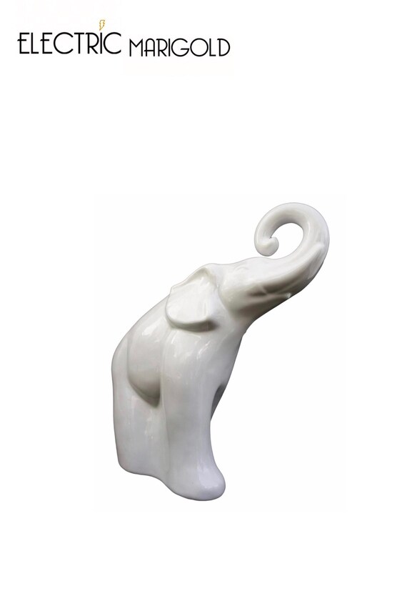 Large White Porcelain Elephant Statue 17 Modern Boho Etsy