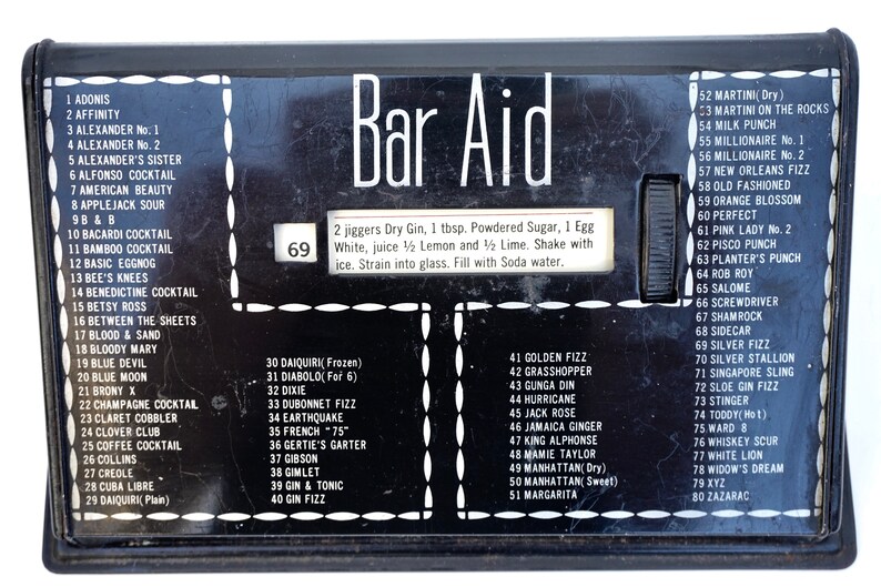 BAR AID MidCentury Metal Cocktail Recipe Rolodex Vintage Etsy