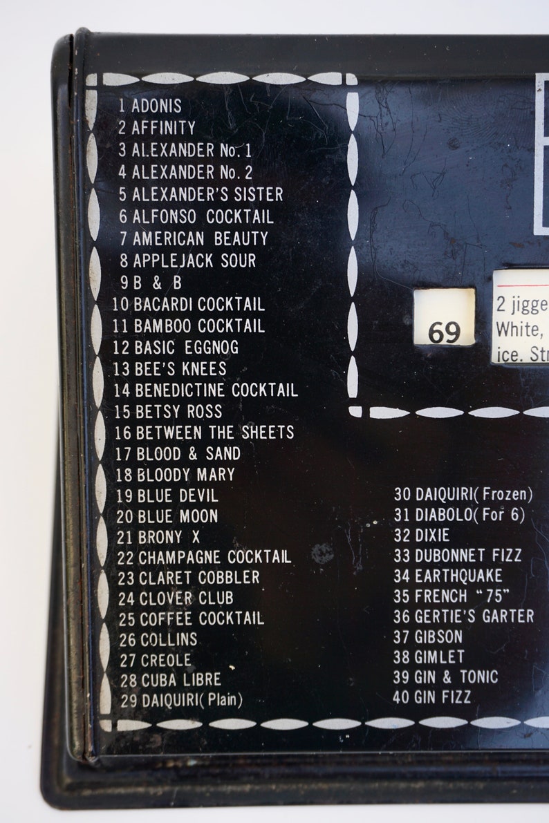 BAR AID Midcentury Metal Cocktail Recipe Rolodex Vintage Etsy