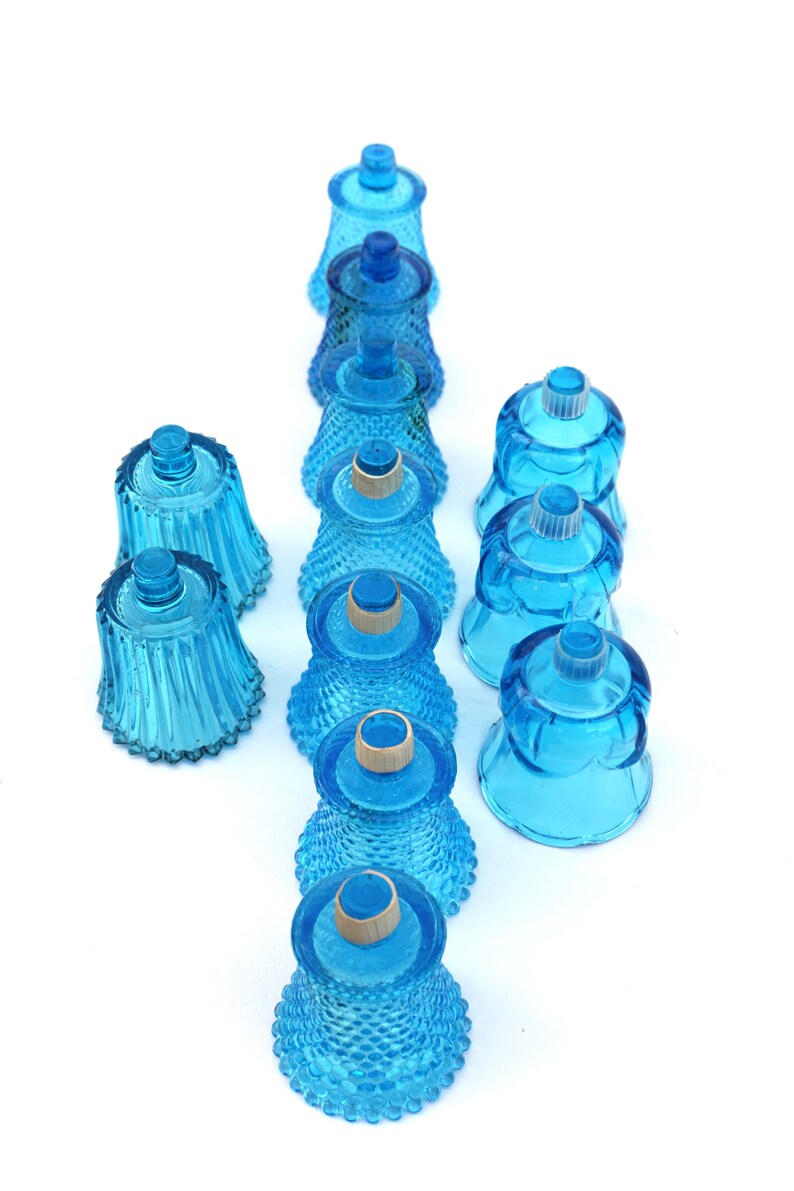 Set of 12 Vintage Turquoise Art Glass Votive Candle Adapters Etsy