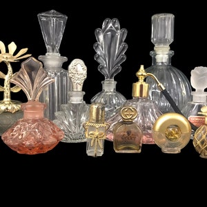 Vintage Perfume Bottle Collection LOT Gucci, Pablo Picasso, Waterford, Etc. Pink Glass Crystal Daubers Glam Vanity Décor image 5