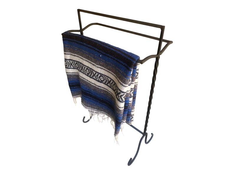 CUSTOM COLOR AVAILABLE Vintage Forged Iron Blanket/Towel Stand Quilt Rack image 8