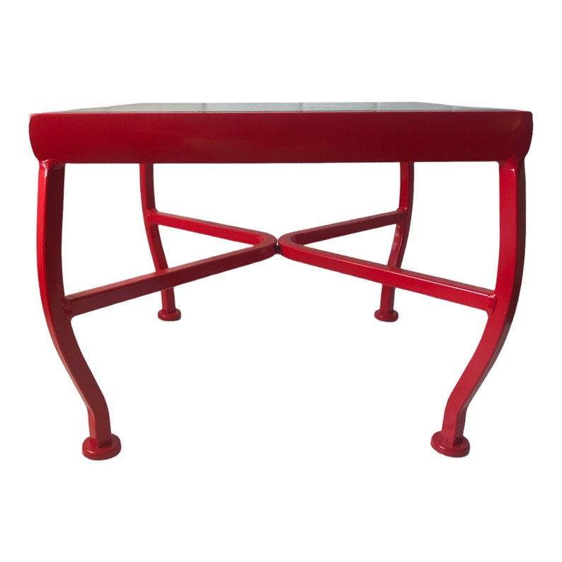 Mid-Century Modern Red Metal & Glass Indoor/Outdoor Accent Tables Two Available image 4