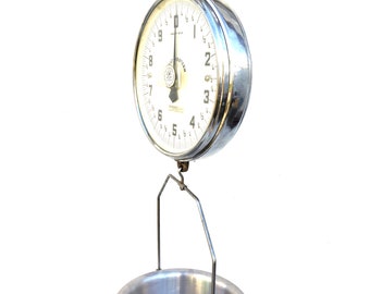 Amazing Vintage Hanging Double Sided Pan Scale | Great Western Mfg. Large Legal Trade Glass Face Commercial Industrial Scale