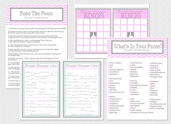 Items similar to Customizable Printable bridal shower game pack on Etsy