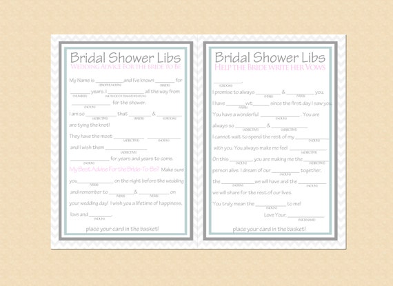 Items similar to 8x11 Printable bridal mad libs bridal shower game (2 ...