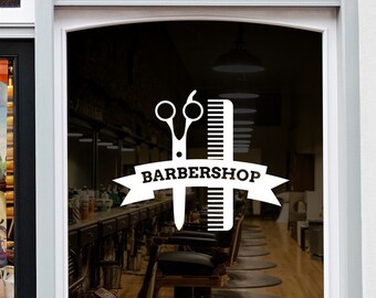 Barber shop Window Sticker Barbershop Window Decal Display