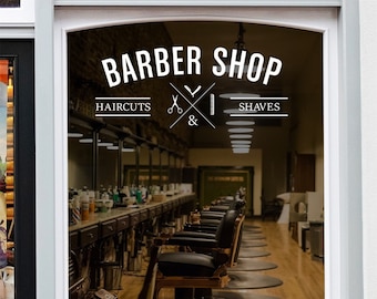 Barbershop Window Sticker Barber shop Window Decal Display