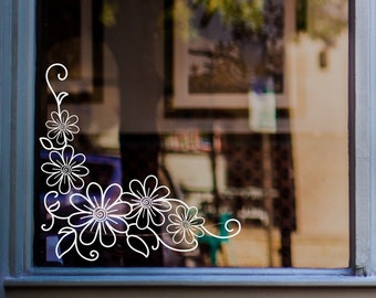 Floral Window Sticker Shop Window Decal Home Window Stickers Flower Decoration Display