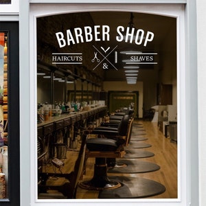 Barbershop Window Sticker Barber shop Window Decal Display
