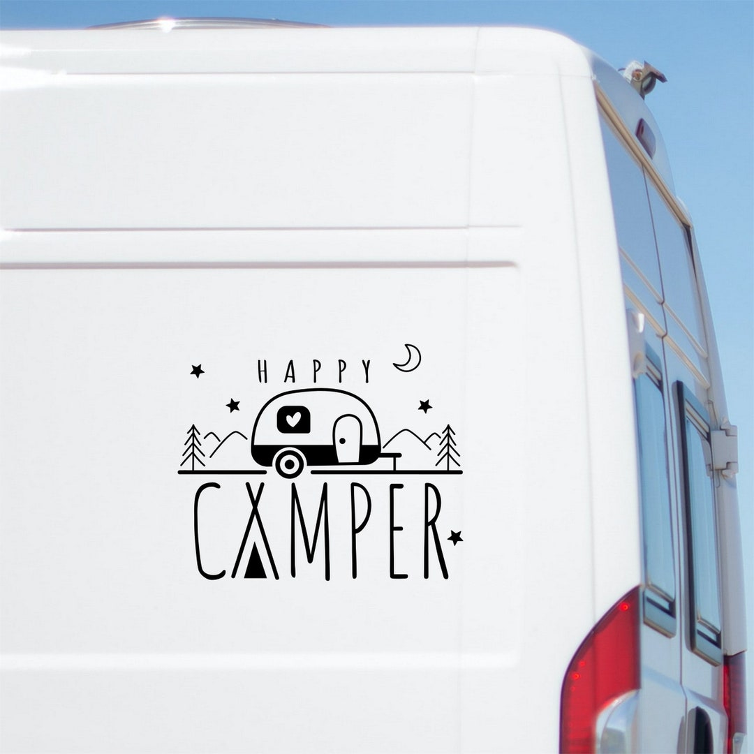 Happy Camper Sticker | Large Caravan Motorhome Sticker | RV Truck ...