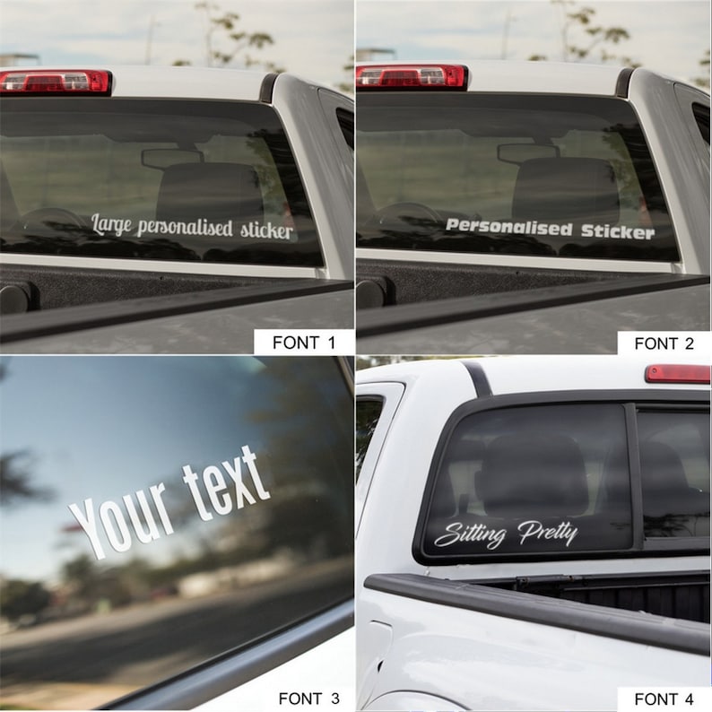 Font examples 1 - 4 for personalised car stickers