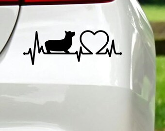 Sticker Corgi Heartbeat Sticker pare-chocs de fenêtre de voiture en vinyle