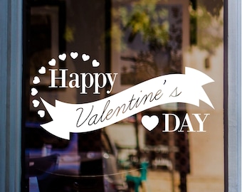 Happy Valentine's Day Shop Window Sticker Valentine Vinyl Decal Retail Display