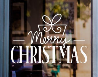 Merry Christmas Window Decal, Christmas Vinyl Sticker, Festive Shop Window Decoration