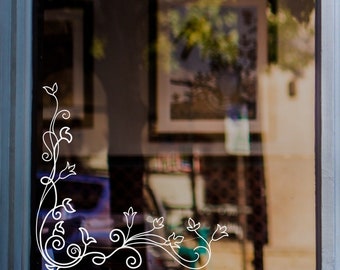 Floral Window Decal Corner Window Sticker Shop Home Window Stickers Decoration Display