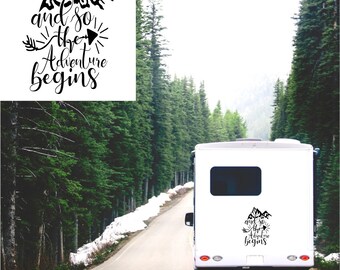 And so the adventure begins Sticker Camper Caravan Truck Decal