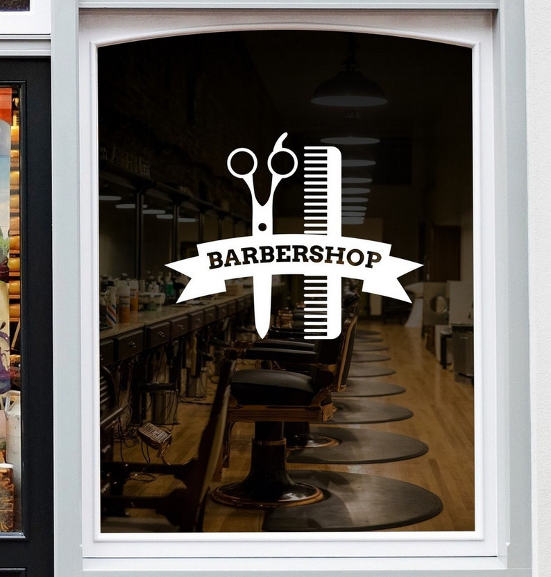Barber shop Fensteraufkleber Barbershop Fensteraufkleber Display Bild 1