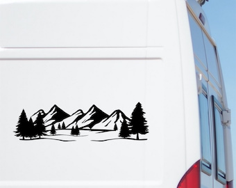 Mountain Forest Landscape Vinyl Sticker: Adventure Camper Van Decal