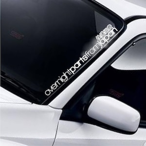Overnight Parts From Japan Kanji Text Windscreen Sticker Windshield Banner Low Slammed Static Fitment Stance JDM Drift Car Vinyl Decal
