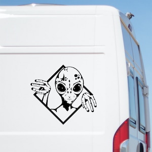 Alien Sticker, Aliens UFO Funny Decal, Large Sticker for a Car Van Camper Caravan Motorhome