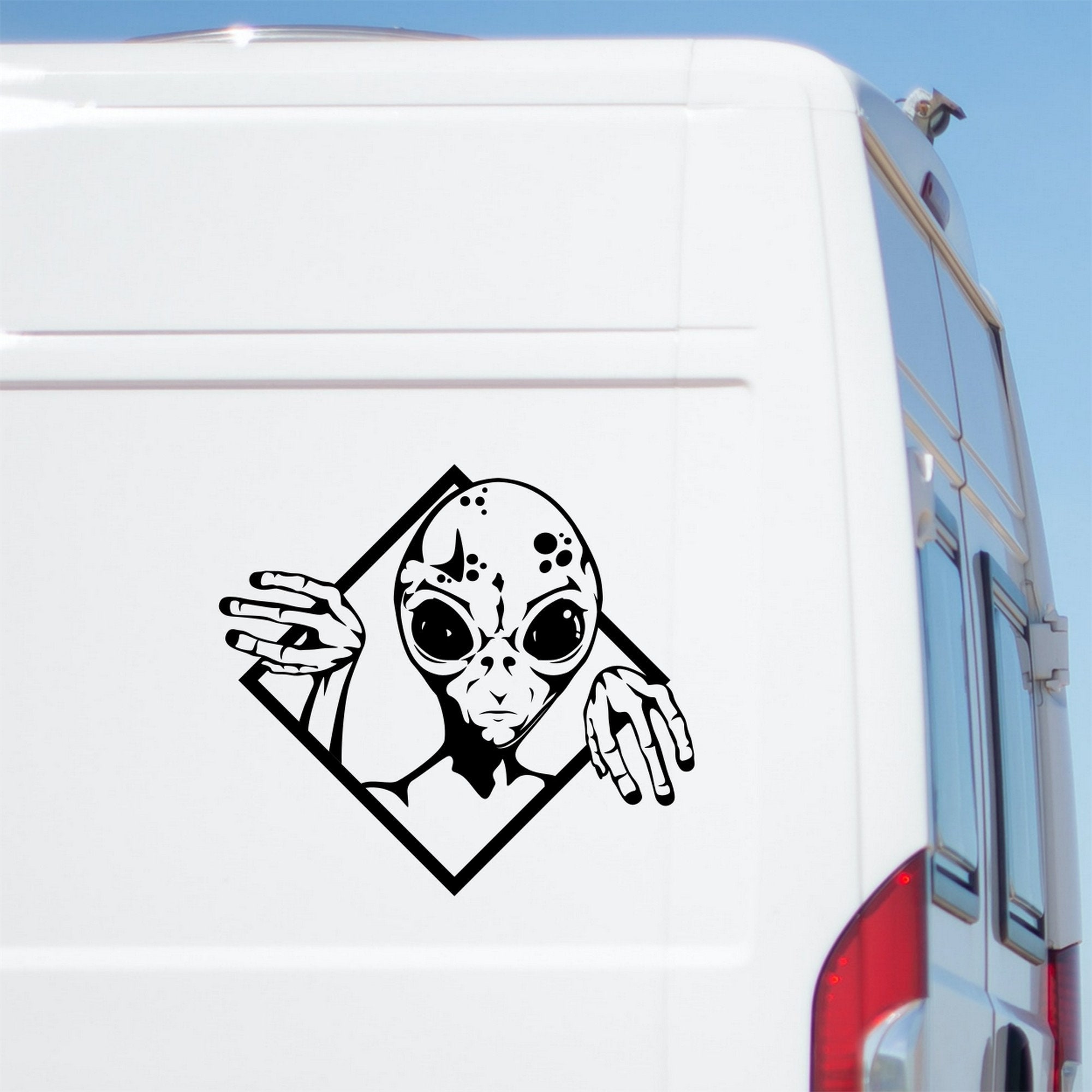 Alien Sticker, Aliens UFO Funny Decal, Large Sticker for a Car Van ...