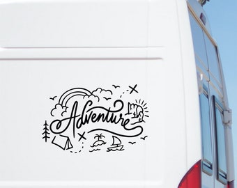 Adventure Sticker | Caravan Motorhome Camper Van Sticker | RV Truck Horsebox Car Camping Decal