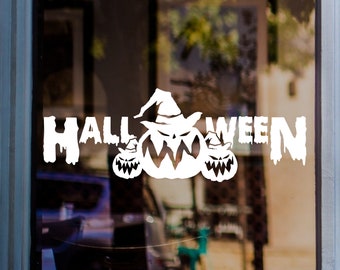 Happy Halloween Shop Window Sticker Halloween Pumpkins Decal Retail Store Front Display Vinyl