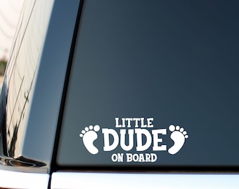 Little Dude On Board Baby Feet Car Sticker Baby Kids Child On Board Safety Warning Vinyl Decal