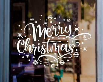 Merry Christmas Sticker For Windows Xmas Shop Display Christmas Window Decal Home Decoration