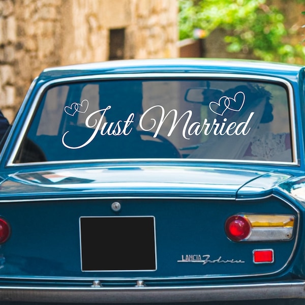 Sticker voiture Just Married Sticker vitre voiture mariage Décoration jour de mariage