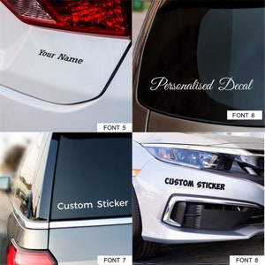 Font examples 5 - 8 for personalised car stickers