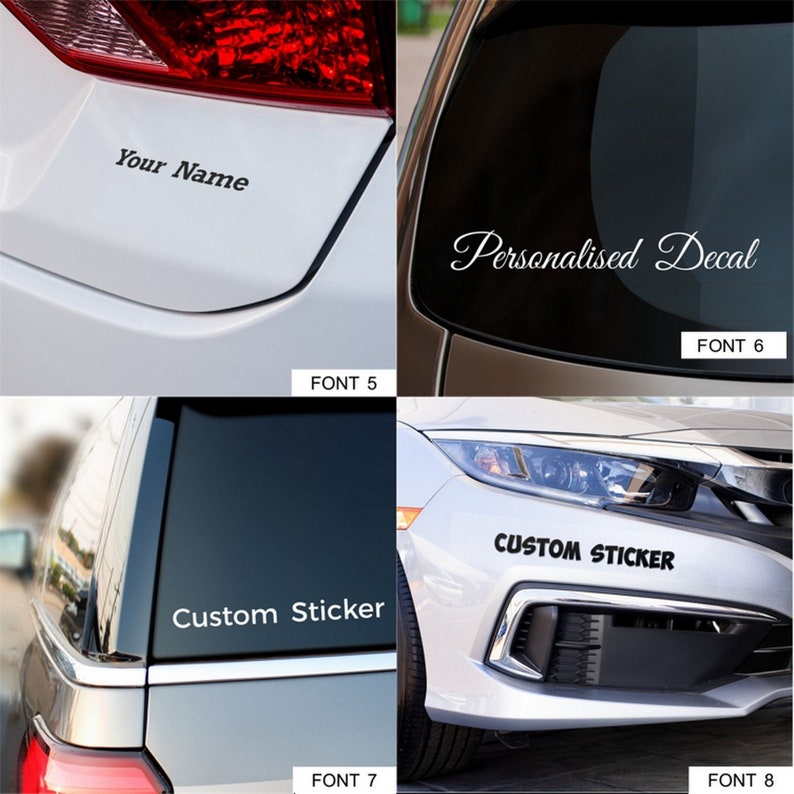 Font examples 5 - 8 for personalised car stickers