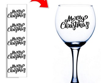Merry Christmas Stickers Suitable for Glasses Baubles Craft Sticker Decals