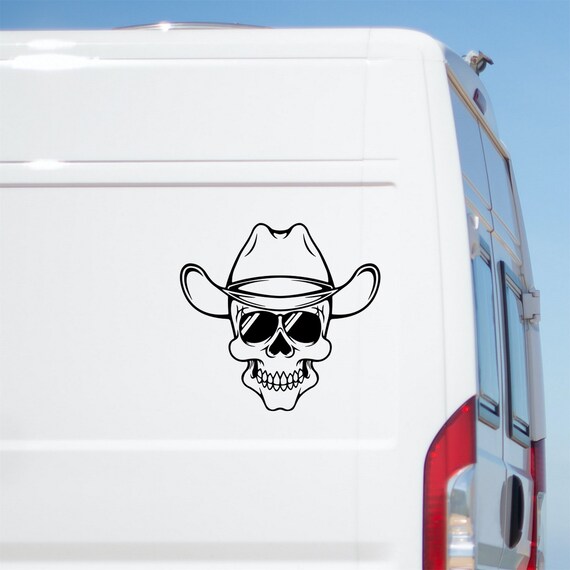 Skull Cowboy Hat Sticker Large Caravan Motorhome Stickers RV