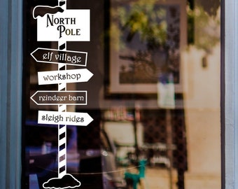 Christmas Window Sticker North Pole Sign Xmas Shop Display Christmas Window Decal Home Decoration
