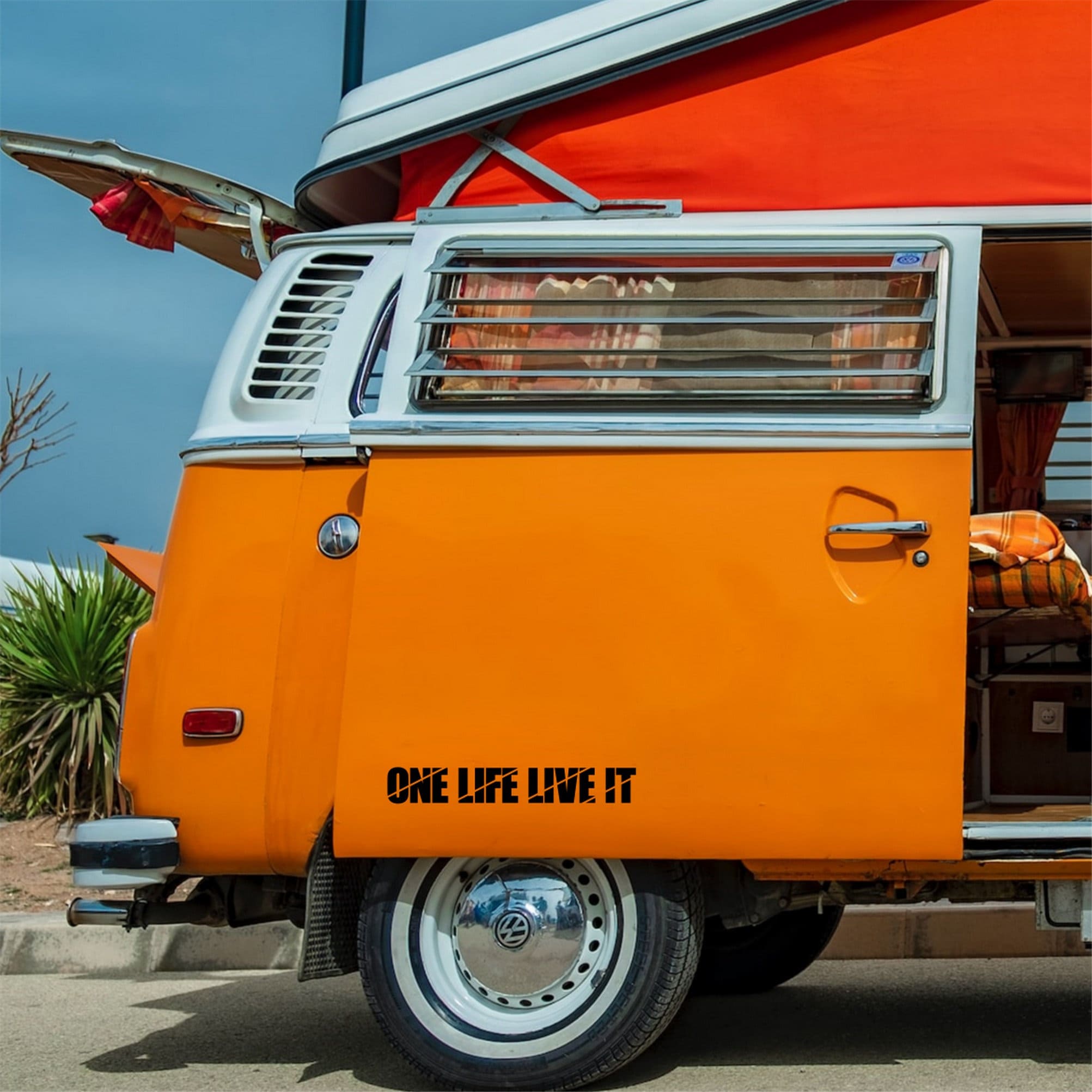 Adesivo In Vinile Con Scritta "One Life Live It" Per Furgone, Caravan, Camion, Camper, Grande Carrozzeria Auto, Bussola, Nero