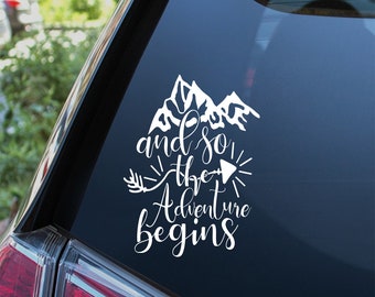 And So The Adventure Begins Decal / Adventure Explore Travel Sticker / Caravan Motorhome Truck Decal / Large vehicle Graphic