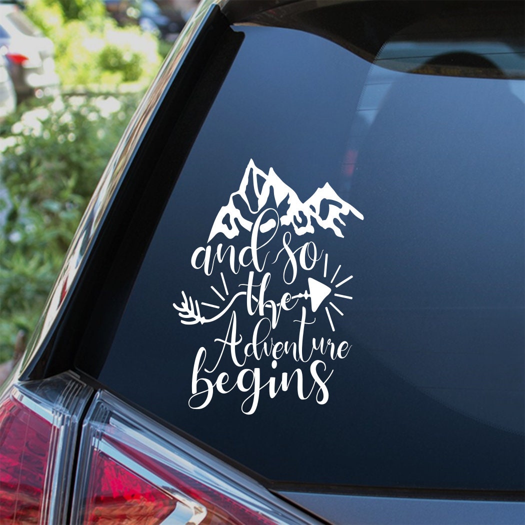 And so the Adventure Begins Decal / Adventure Explore Travel Sticker /  Caravan Motorhome Truck Decal / Large Vehicle Graphic 
