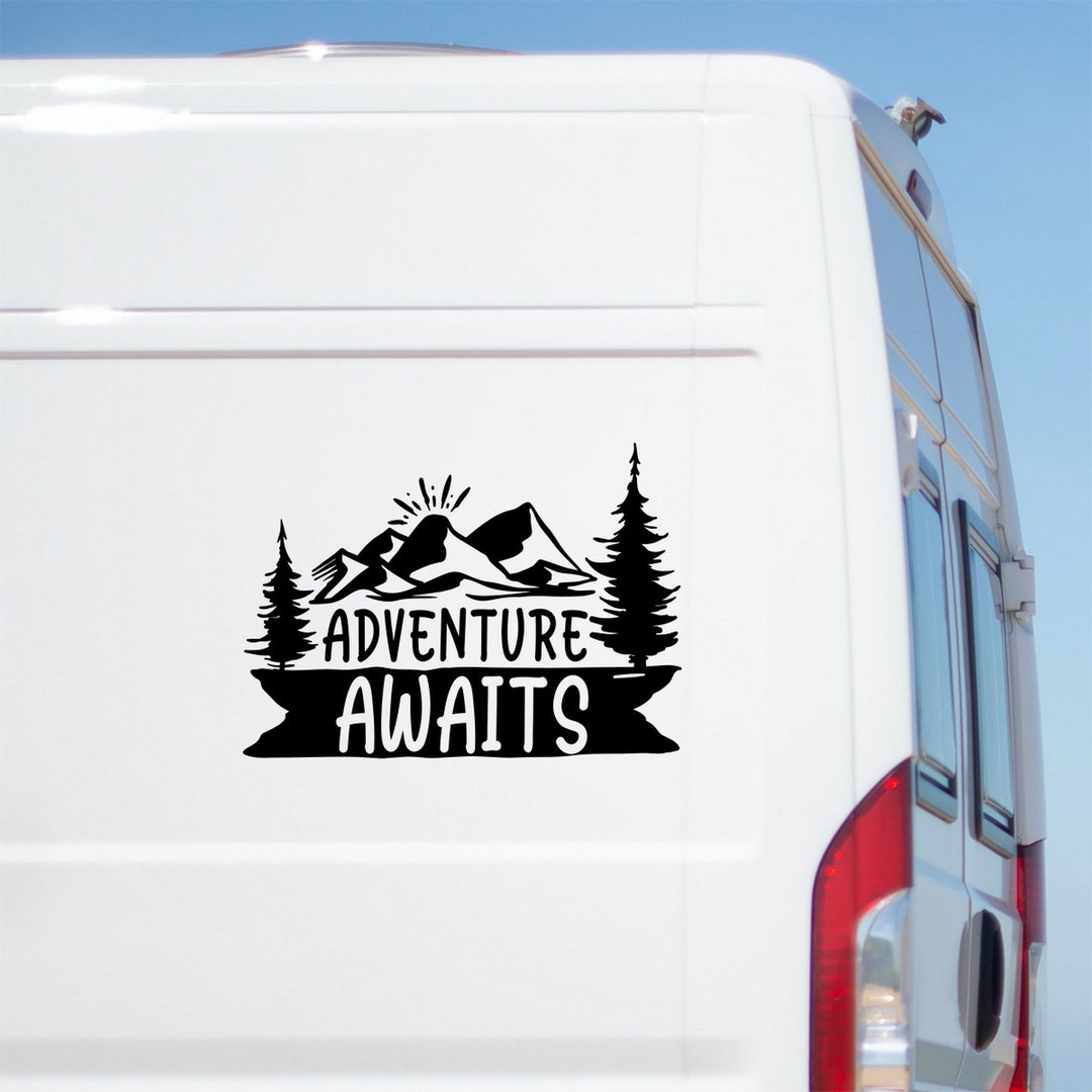 Adventure Awaits Sticker Large Caravan Motorhome Stickers RV Truck