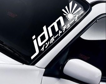 JDM Kanji Rising Sun Windscreen Sticker Windshield Banner Car Drift Vinyl Decal
