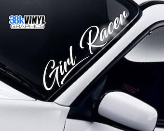 Girl Racer Windscreen Sticker Lady Driven Daily JDM Drift Car Vinyl Decal