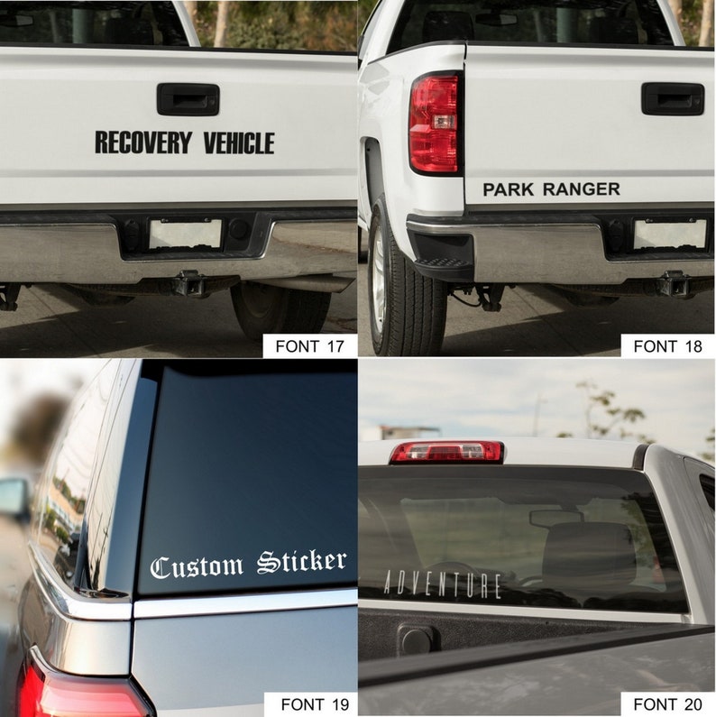 Font examples 17 - 20 for personalised car stickers