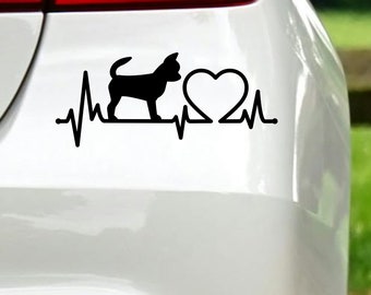 Sticker Chihuahua Heartbeat Sticker pare-chocs en vinyle pour vitre de voiture