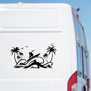 Large Caravan Motorhome Camper Van Sticker Surf Surfing Waves Decal Car Van RV Truck Bodywork Sticker