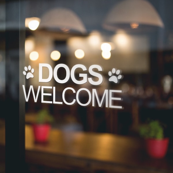 Dogs Welcome Window Sticker Pet Shop Home Vinyl Decal